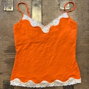 Orange Lacey camisole with built in bra
